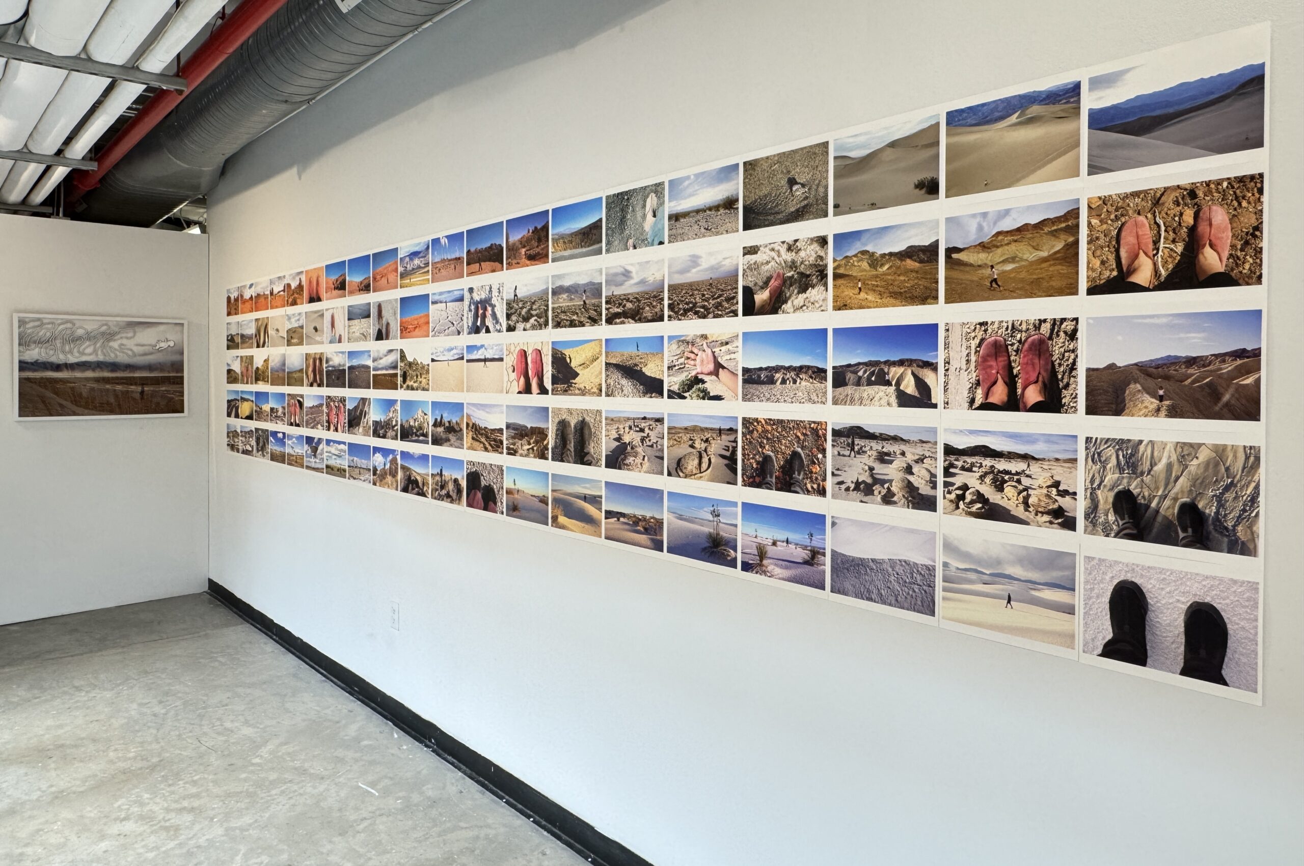 Installation view of January Yoon Cho's desert walk performances